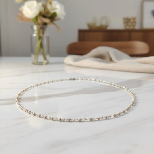 KYAT Silver Faceted Bead Tulsi Mala