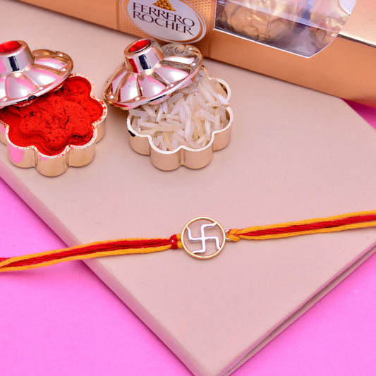 elegance swastik silver rakhi 