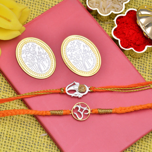lord ganesha and om silver rakhi