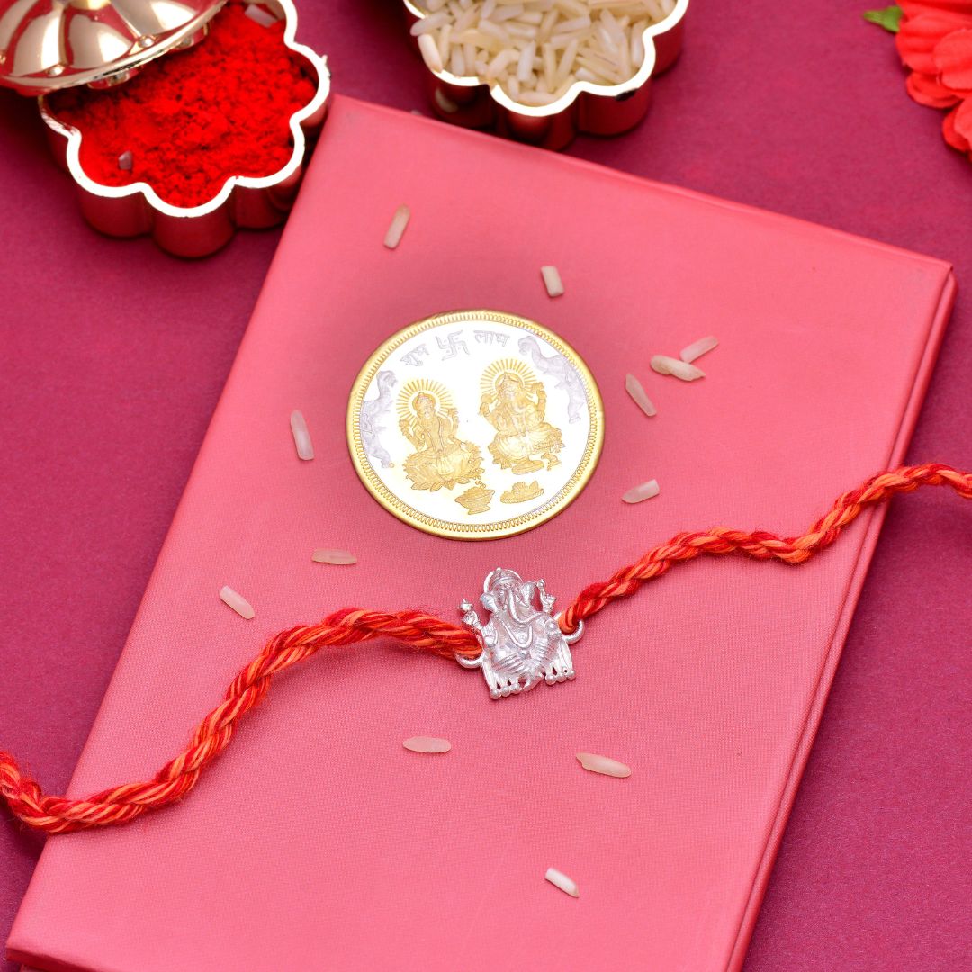 silver ganesh ji rakhi